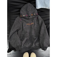 批发原版扎染做法】刺绣008连帽卫衣男冬美式重磅廓形套头衫潮牌外套