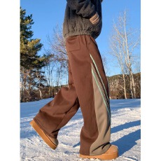 批发纯棉华棉立体裤头内包边】条纹华成运动卫裤男女冬宽松阔腿长<b class='q'>裤子</b>