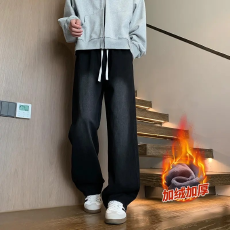 批发加绒<b class='q'>松紧</b>腰】<b class='q'>牛仔裤</b>男阁遇2026秋冬季学生直筒阔腿休闲加厚长裤子