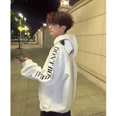 鬼脸字母印花连帽港风卫衣男美式高街宽松潮流ins帽衫情侣款潮