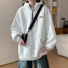 批发华棉复贝贝绒连帽八街中性风卫衣男女秋冬高街学生情侣外套