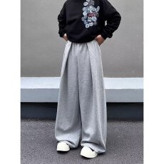 空气层双褶皱抽绳卫裤休闲裤M4宽松阔腿裤男春秋松弛感运动裤子