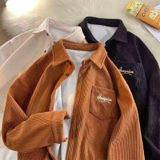 灯芯绒衬衫诺世嘉顿外套男春秋衬衣男士潮休闲polo领长袖外套