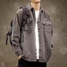 灯芯绒衬衫男诺世嘉顿春秋加厚衬衣休闲工装外套长袖上衣大码