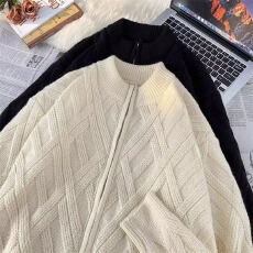 批发【针织开衫】立领万凯邦拉链毛衣外套<b class='q'>男</b>春秋季高级感菱形格子夹克