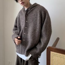 批发【百花绒连帽<b class='q'>针织衫</b>毛衣】秋冬揭潮坊松弛慵懒风外穿上衣开衫外套