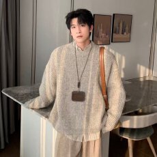 批发【羊驼毛料<b class='q'>针织衫</b>毛衣】圆领揭潮坊<b class='q'>男</b>女秋冬高级感内搭可外穿打底