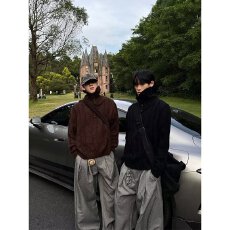 批发【针织开衫外套】复古揭潮坊秋冬季针织羊毛鹿毛绒粗针老钱风毛衣