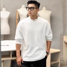 批发【德绒料230克】春<b class='q'>秋</b>揭潮坊内搭长袖修身男T恤高领上衣体恤打底衫