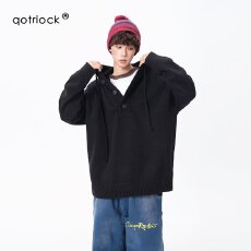 批发【北极绒套头毛衣】连帽揭潮坊秋冬加厚宽松卫衣<b class='q'>男</b><b class='q'>针织衫</b>毛线衣服