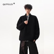 批发北极绒半高领拉链毛衣休闲揭潮坊宽松春秋冬<b class='q'>男</b>装针织打底衫潮