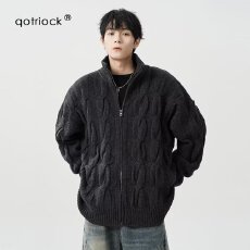 批发【鹿毛绒麻花毛衣】针织开衫揭潮坊<b class='q'>男</b>女秋冬高密半高领毛线衣情侣