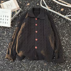 批发编织麻花老钱风宽松揭潮坊粗针加厚<b class='q'>针织衫</b>秋冬短款毛衣外套男