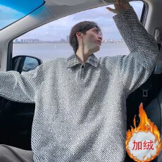 批发【加绒贝贝绒】衬衫领揭潮坊卫衣<b class='q'>男</b>秋冬打底衫<b class='q'>长袖</b><b class='q'>T</b><b class='q'>恤</b>假两件外套