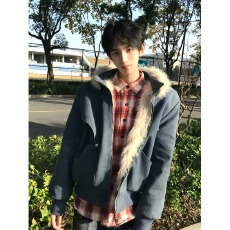 批发战马雕纯棉帆布仿貂毛帽子可拆卸防寒前言日记棉服座山雕外套