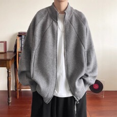 批发【北极绒开衫毛衣】秋冬兔先绅拉链休闲宽松美拉德立领<b class='q'>针织衫</b>上衣