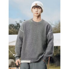 批发【包芯纱手工缝线毛衣】秋冬兔先绅宽松圆领休闲加厚保暖<b class='q'>针织衫</b>男