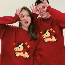 批发【马年新款毛衣】宽松壹方男女可穿时尚春秋冬圆领情侣<b class='q'>针织衫</b>外套