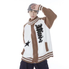 批发拉链开衫毛衣<b class='q'>针织衫</b>魔潮外套男女春秋冬宽松休闲拉链毛衣情侣