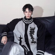 批发【拉链开衫毛衣】<b class='q'>针织衫</b>魔潮外套男女春秋冬宽松休闲拉链毛衣情侣