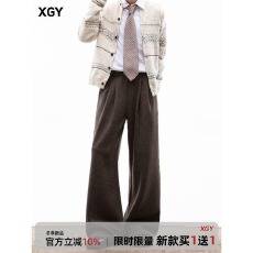 毛呢裤直筒欧日韩休闲裤男宽松阔腿垂坠感西裤秋冬新款百搭长裤