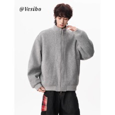 批发龙凤尼外套立领<b class='q'>潮</b>乐邦夹克春秋宽松休闲百搭外套男开衫上衣情侣