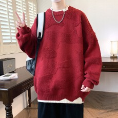 批发假两件北极绒毛巾绣毛衣】秋冬神秘加厚学生青少年打底<b class='q'>针织衫</b>男女