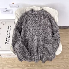 批发毛衣】2026春秋短外套宽松<b class='q'>蝙蝠衫</b>套头圆领简约纯色百搭<b class='q'>韩版</b>上衣男