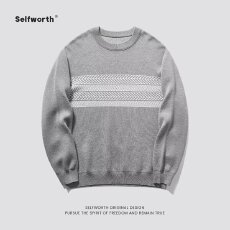 批发针织衫】秋冬季<b class='q'>毛衣</b><b class='q'>男士</b>圆领加厚条纹宽松潮流上衣保暖打底衫男装