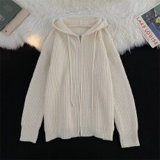 批发毛衣<b class='q'>开衫</b>】连帽续战针织衫<b class='q'>男</b>女简约百搭保暖毛衣外套拉链帽衫保暖