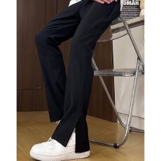 批发微喇叭开叉西裤松紧】直筒轻熟<b class='q'>潮</b>装男春秋夏2026宽松垂感休闲长裤