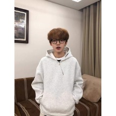 批发华棉复合刺绣】不对称左手斜拉链连帽卫衣男女<b class='q'>秋</b>冬季加厚情侣帽衫