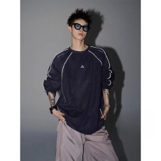 批发原版麂皮绒】美式优质高街套头卫衣男潮牌设计感宽松运动圆领上衣