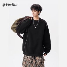 批发原版麂皮绒】圆领优质套头卫衣男女春<b class='q'>秋</b>宽松百搭休闲T恤长袖上衣