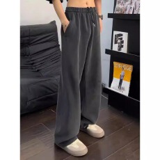 美式东方水洗重磅卫裤男款春秋季阔腿裤子宽松bf慵懒风休闲直筒裤