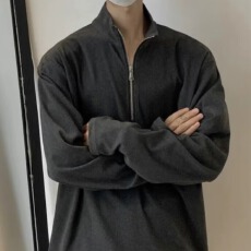 批发高密德绒280克】春秋韦爵森立领半拉链<b class='q'>T</b><b class='q'>恤</b><b class='q'>男</b>长袖百搭套头打底衫潮