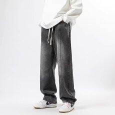 批发阔腿衣创牛仔裤<b class='q'>男</b>春夏水洗复古潮牌<b class='q'>裤子</b>宽松直筒设计感休闲长<b class='q'>裤子</b>