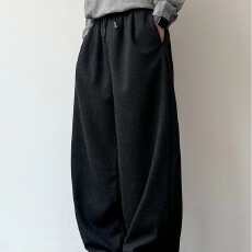 批发毛呢420克】休闲二浩松紧腰香蕉卫裤春秋宽松廓形保暖弯刀<b class='q'>裤子</b><b class='q'>男</b>