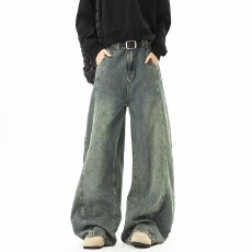 批发高街追潮先森男士新款高街直筒牛仔裤宽松休闲<b class='q'>韩版</b>潮流休闲阔腿裤