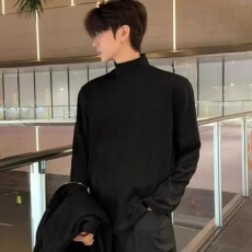 批发德绒半高领长袖】韩版黑潮百搭保暖舒适德绒T恤男女春<b class='q'>秋</b>冬打底衫