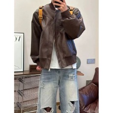 批发PU皮夹克】解构国潮皮衣外套男秋<b class='q'>冬</b>cleanfit棒球服短款夹棉机车服