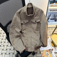批发双层毛呢】夹克南极牛格子外套男春秋<b class='q'>冬</b>cleanfit时尚韩版开衫上衣