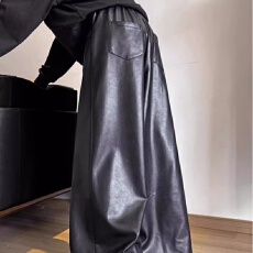 批发【皮裤 新款侠魁机车休闲皮裤男士<b class='q'>韩版</b>潮流宽松阔腿裤痞帅直筒裤