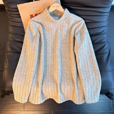 批发【原版磨毛条半高领 常青树条纹卫衣男款冬季保暖内搭打底衫慵懒