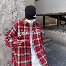 批发含棉 刺绣 衬衫格子凯尊度男女春秋2026设计感小众情侣上衣外套