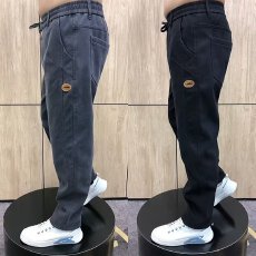 批发老爹牛仔裤春秋玩裤男士宽松小脚休闲裤子弹力潮牌黄条<b class='q'>哈伦</b>裤