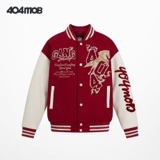 批发龙凤尼拼皮刺绣棒球<b class='q'>服</b>男潮人邦春秋夹克宽松拼接休闲情侣外套