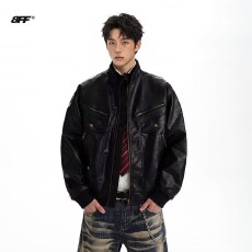 批发夹棉加厚皮衣美式潮人邦夹克男女秋<b class='q'>冬</b>季街头飞行员机车服外套潮