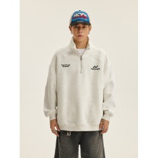 批发华棉380克卫衣】半拉链大弟男生<b class='q'>春</b>秋冬刺绣无帽上衣宽松情侣外套