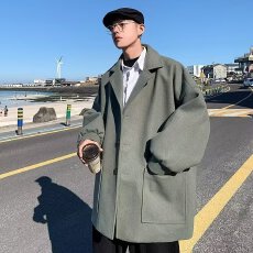 批发【毛呢中长款 男士诺世嘉顿秋<b class='q'>冬</b>2026新款韩系小众连帽风衣子大衣